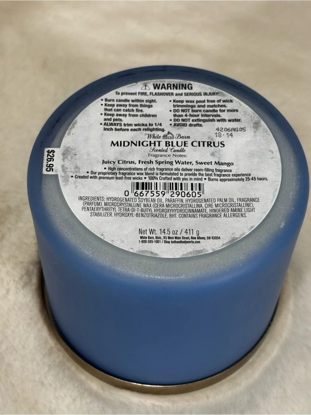 White Barn Midnight Blue Citrus Candle - Picture 3 of 3